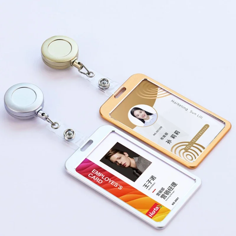 1pc Plastic Badge Reel Keychain Name ID Tag Clip Badge Holder Keyring Reels Retractable Key Chain Badge