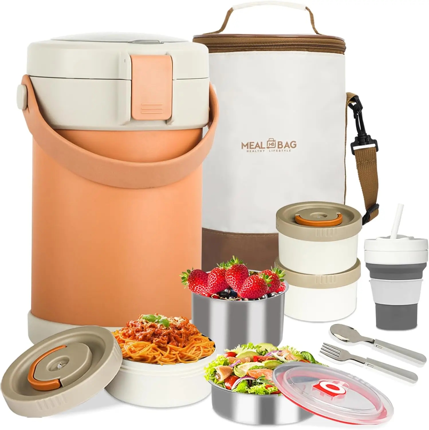 

67oz Stainless Steel Vacuum Insulated Lunch Box for Hot Food, 2L Capacity, Suitable for Camping Office Travel