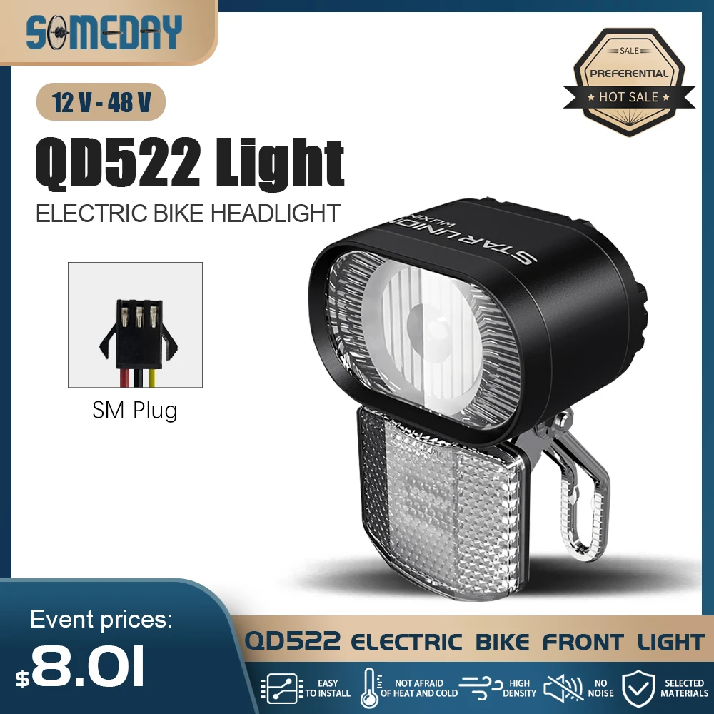 

Bicycle Lights QD522 Headlight Front Light 3pin SM Plug Cycling Accessories