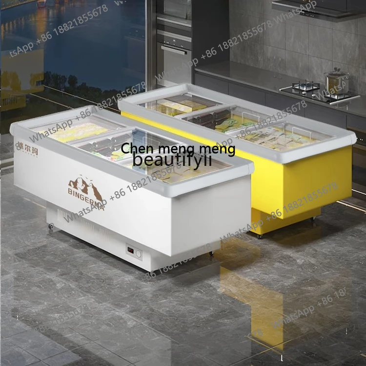 Hot sales Freezer commercial large-capacity freezer refrigerator refrigeration fresh-keeping frozen transparent glass cover hori