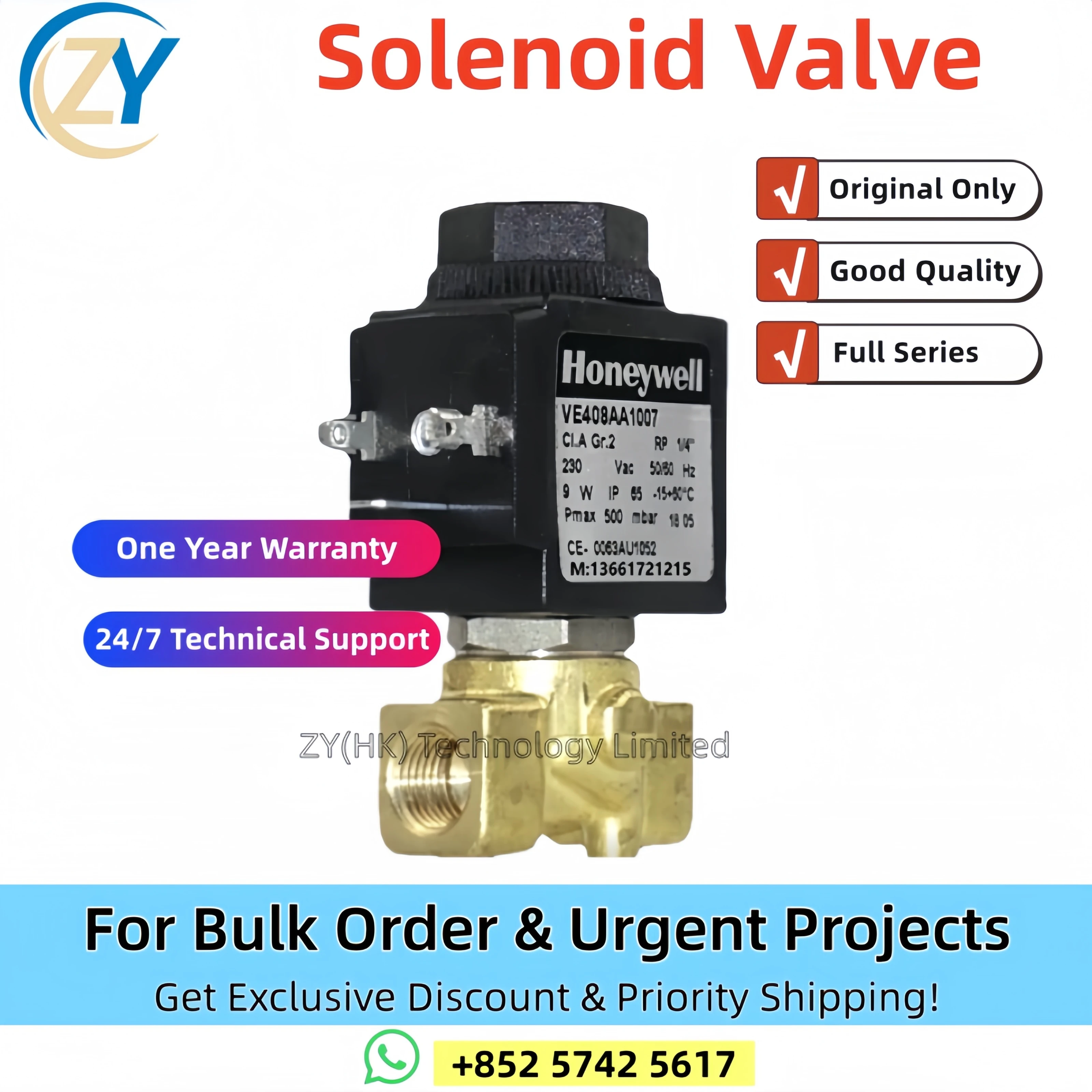 هانيويل VE408A VE4015A VE4020A VE408AA1007 VE4015A1146T VE4020A1195T صمام الملف اللولبي حقيقي الأصلي الشحن السريع #5