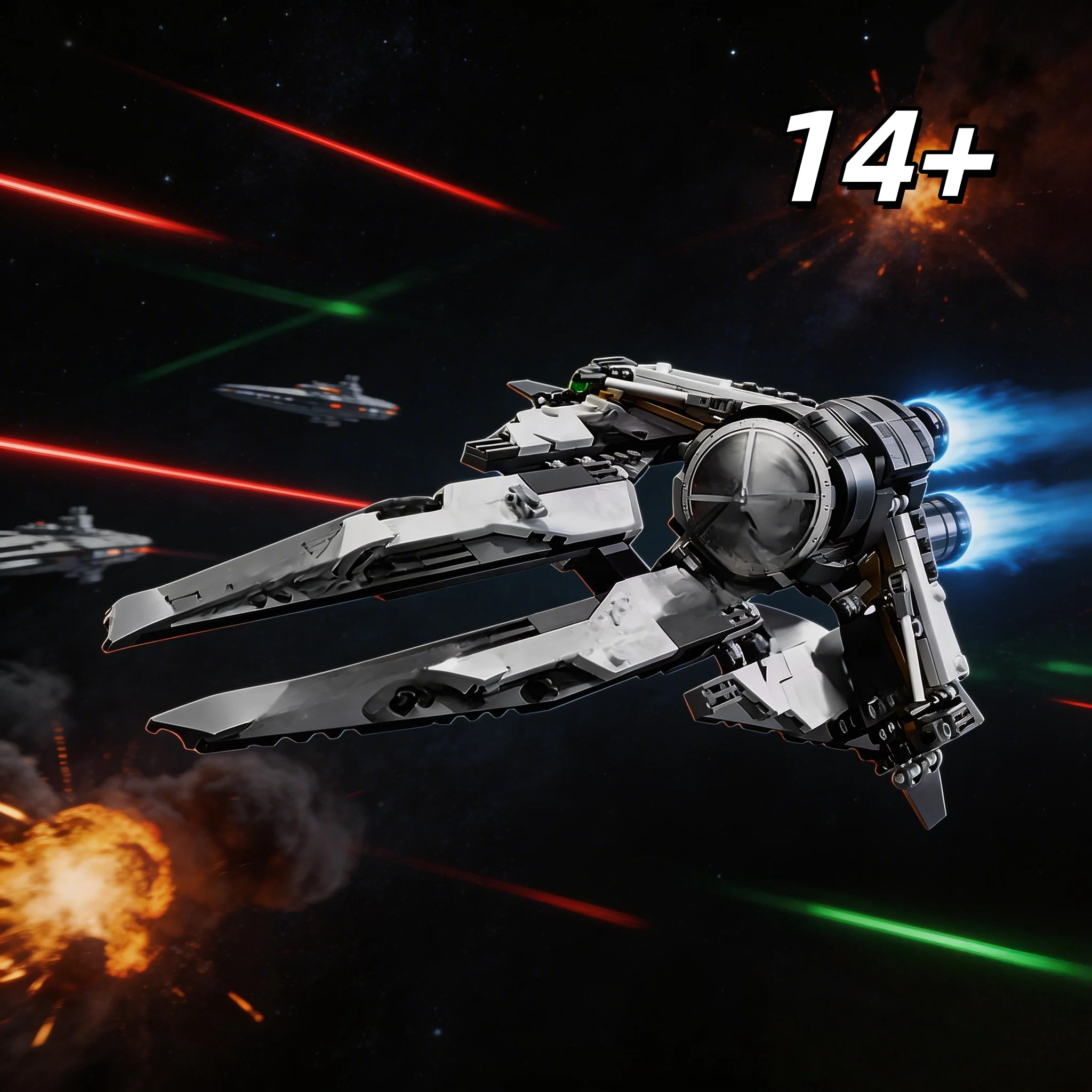 

Новый конструктор-головоломка 2026: Модель космического истребителя/интерстелльного самолета из микро-блоков для сборки, игрушка для взрослых, настольная модель