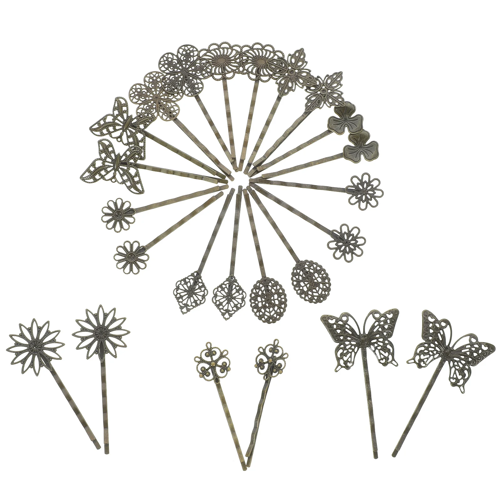 

24pcs Vintage Pin Hair Clips Set Mixed Pattern For Women Wedding Party Durable Premium Material Retro Headdress Hair