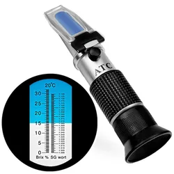 Refractometer Beer Wort Wine Brix Refractometer ATC SG 1.000-1.130 & Brix 0-32%, for Refractometer Sugar Wine Beer Fruit 40%Off