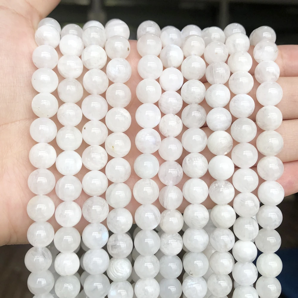 Natural Moonstone Beads Smooth Round Loose Spacer Beads For Jewelry Making 15inches 6/8/10mm DIY Beads Bracelets Necklace Perles