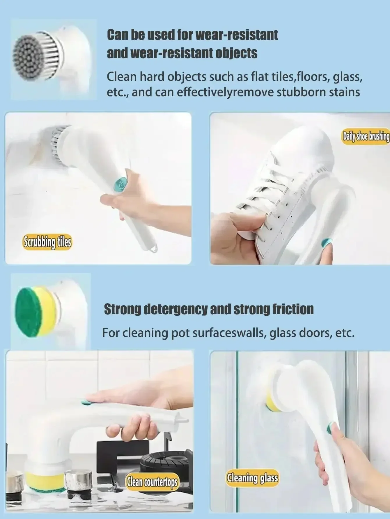 MultiFunctional Electric Cleaning Brush Kitchen Bathroom - Wireless Handheld Power Scrubber For Dishes/Pots/Pans