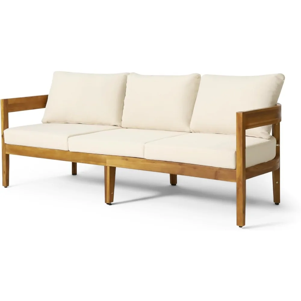 

Brooklyn Outdoor 3 Seater Sofa with Cushions - Acacia Wood - Teak/Beige