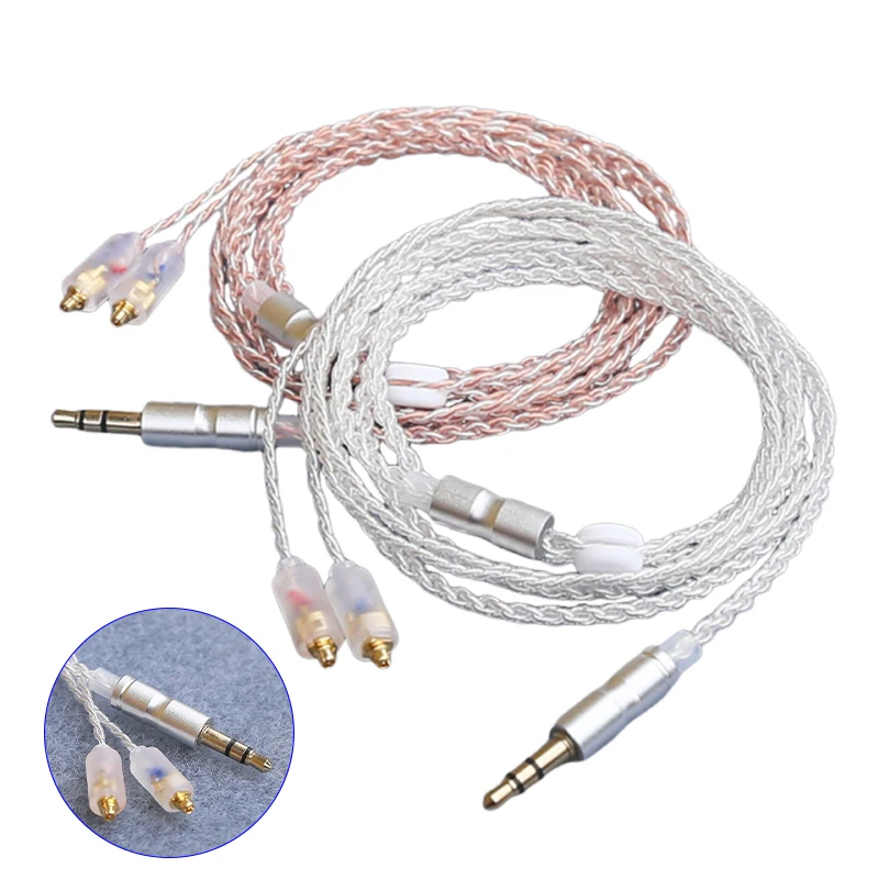 HiFi Earphone Upgrade Cable MMCX 3.5mm 1.2m Silver Plated Core Cable For Sennheiser IE200/IE300/IE600/IE900/AKG N5005/N30