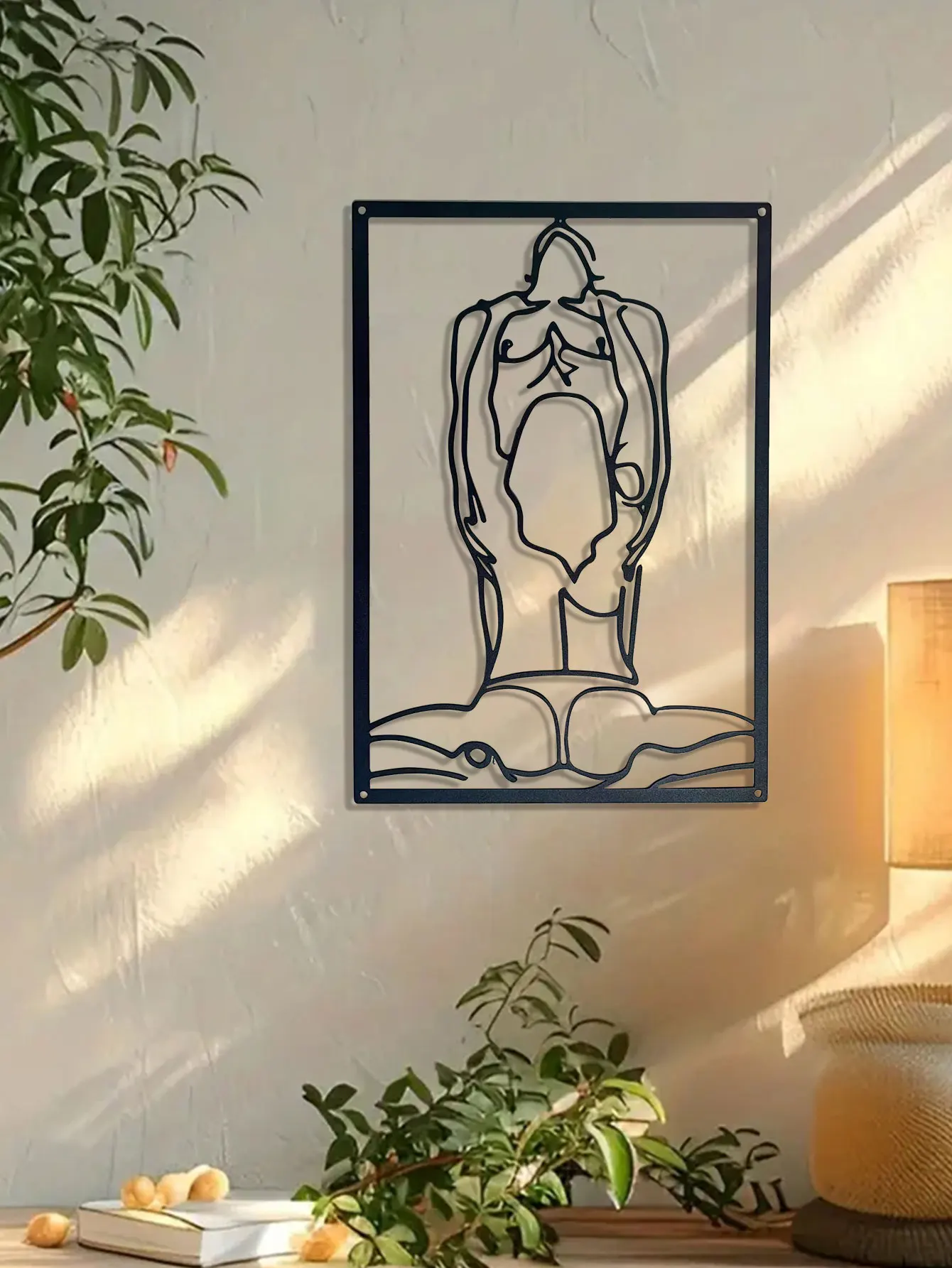 1pc Metal wire drawing A man and a woman create motion line art for their family, perfect gifts, wall decorations and presents