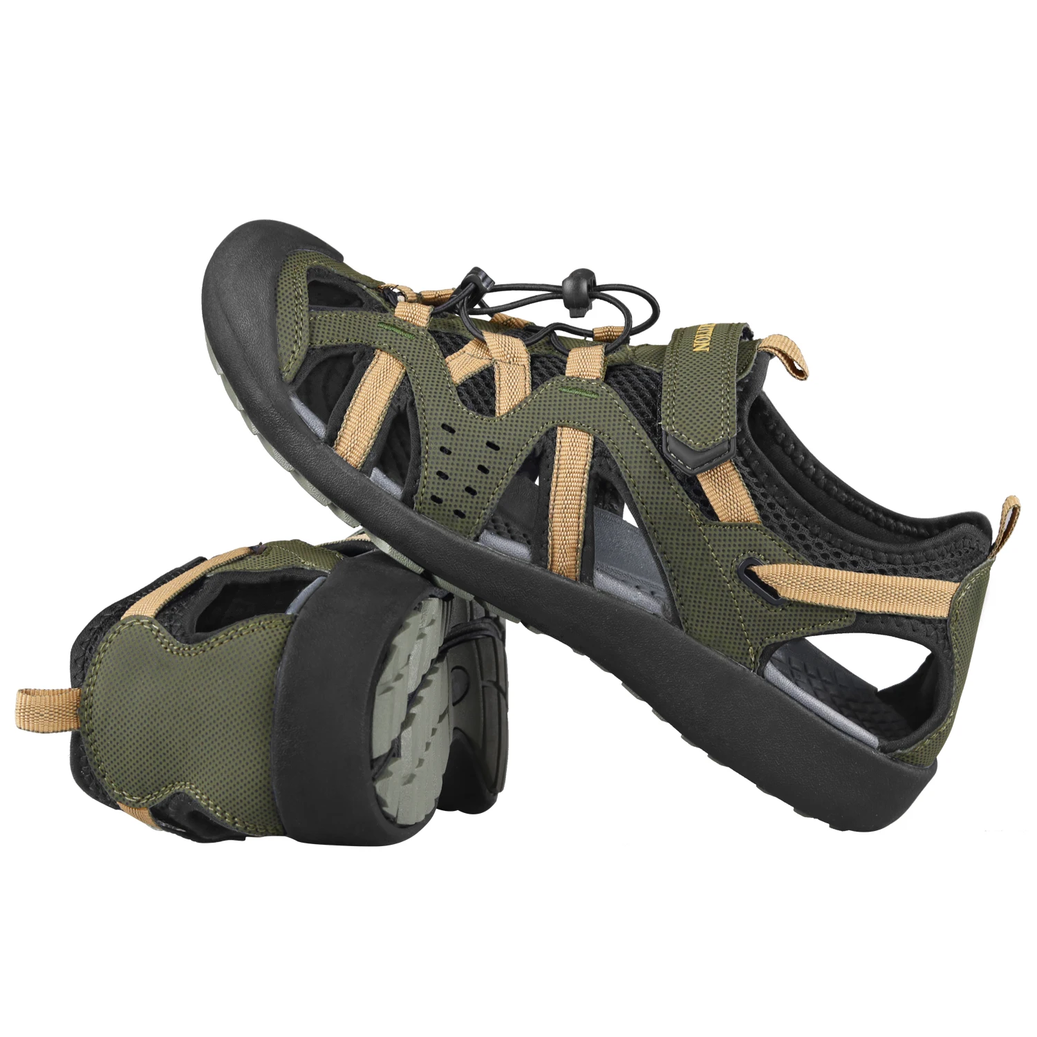 GRITION-Sandalias de cuero sintético para hombre, zapatos de Trekking para la playa, transpirables, antideslizantes, de secado rápido, para verano,