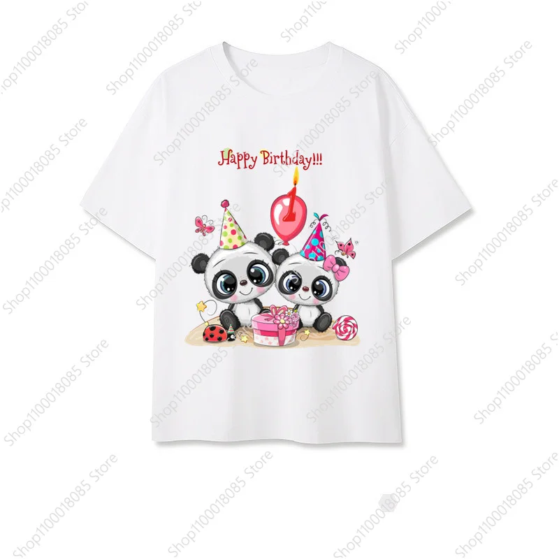 Panda themed family printed T-shirt children's short sleeved T-shirt, grandpa, grandma, dad, mom, sister, brother casual T-shirt