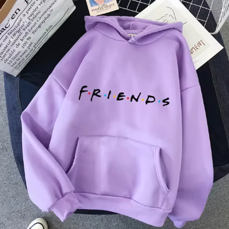 Women Friends Print Hoodie Long Sleeve Pullover Fashion Clothing Casual Solid Color Female Spring Autumn Fashion Streetwear