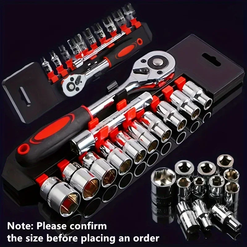 12pcs Socket Ratchet Handle Wrench Set 1/4 3/8 1/2 Spanner Kit With Extension Rod and 10 Common Sockets Car Repair Hand Tools