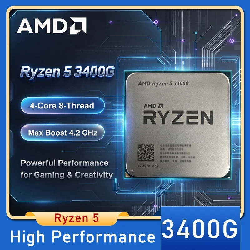 AMD Ryzen 5 3400G R5 3400G 3.7GHz Quad-Core Eight-Thread 65W CPU Processor YD3400C5M4MFH Socket AM4 Loose Pieces