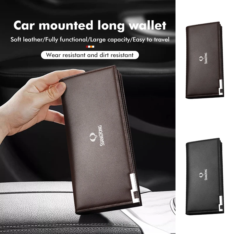 Men Wallets Business Purse With Card Holder Multi-function For SsangYong Actyon Korando Rexton Kyron Rodius Tivoli