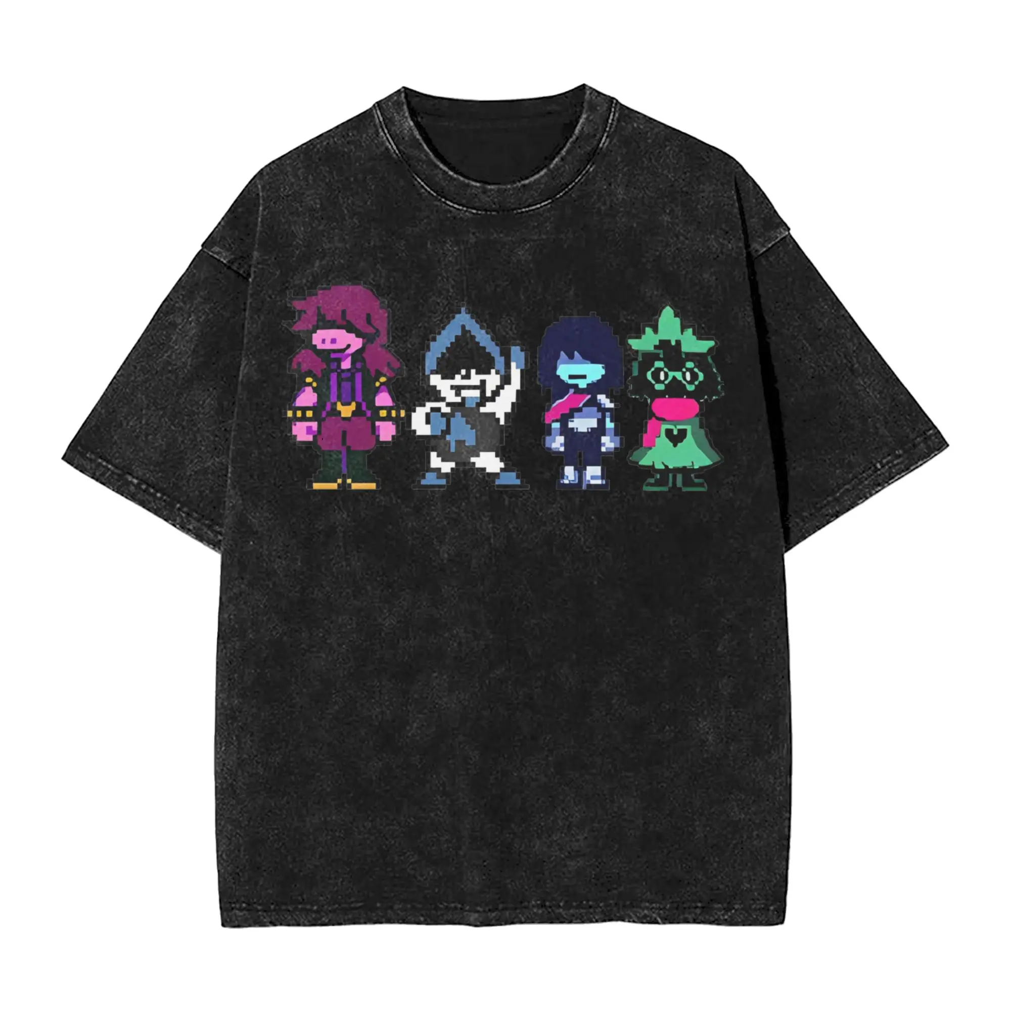 DELTARUNE - MAIN CHARACTERS T Shirts Washed Cotton High Street T-Shirts  Retro Men Women Tops Streetwear Summer Tee Shirt
