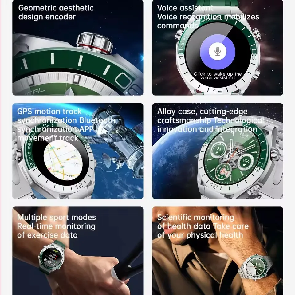 Hotsale Smartwatch Donna Uomo Lady Regali 1.53 "HD AMOLED GPS Bluetooth Chiamate telefoniche Sport Orologi intelligenti per uomo NFC Impermeabile