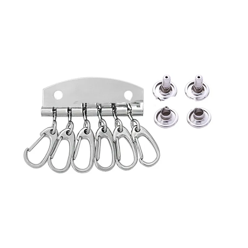 1 x Metal key holder key row keyring organnizer with 6 snap hook for Leather craft wallet key case purse bag hardware