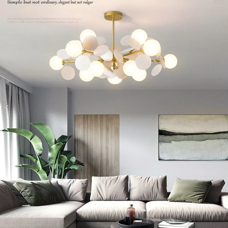 Imagem -03 - Sandyha-nordic Living Room Chandelier Lâmpadas Led Bola de Vidro Luzes Pendentes Acrílicas Coloridas Decoração para Casa do Quarto Luminária