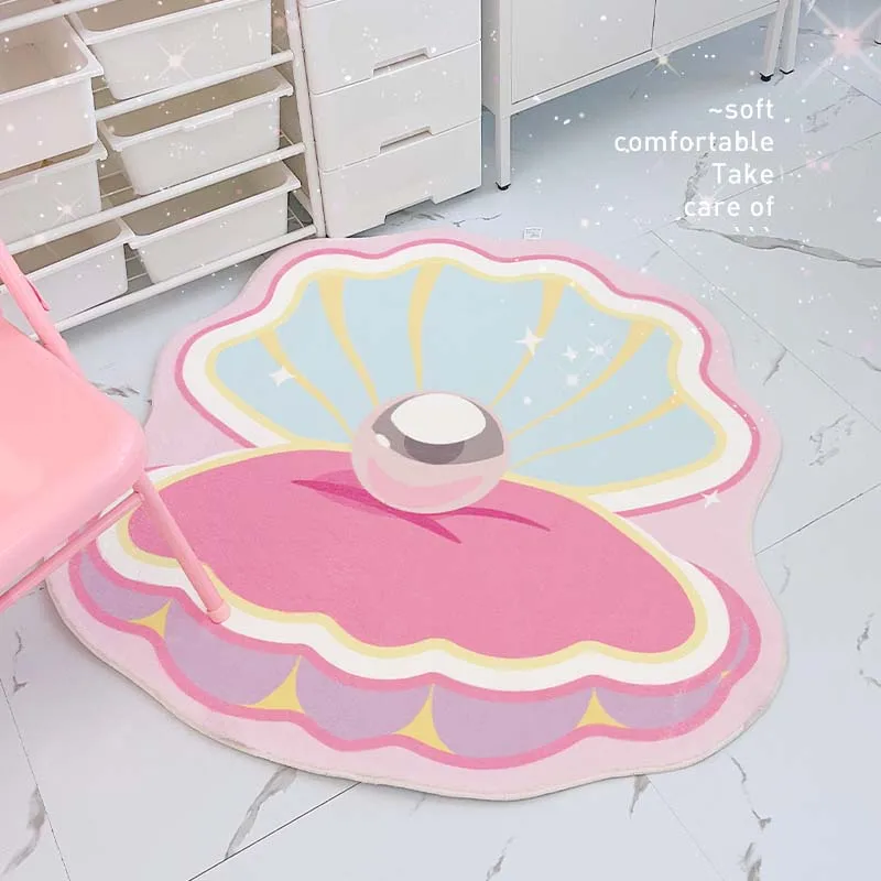 Art Creative Shell Carpet Comfortable Soft Bedroom Rugs Pink Girl Room Decoration Rug Bathroom Drying Absorbent Door Mat Tapete