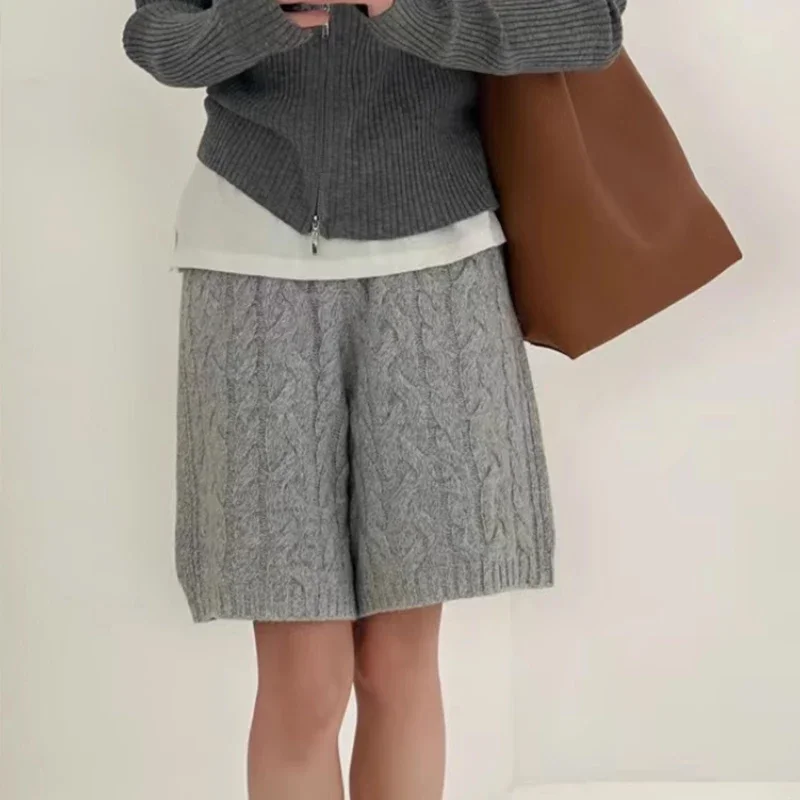Ladies Fashion Style Soft and Comfortable Plain Twisted Knitted Girls Knit Pant for Spring Winter Cashmere Shorts for Women