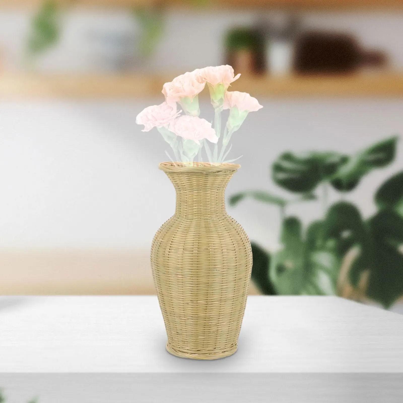 Elegant Retro Woven Bamboo Flowers Vase Container With Traditional Craftsmanship for Party Holiday Dinner Table Home Decor