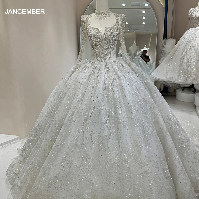 

Роскошные женские свадебные платья 2025 года, бальное платье, кружевное бальное платье невесты с длинными рукавами, вечернее платье принцессы Vestidos De Novia по индивидуальному заказу