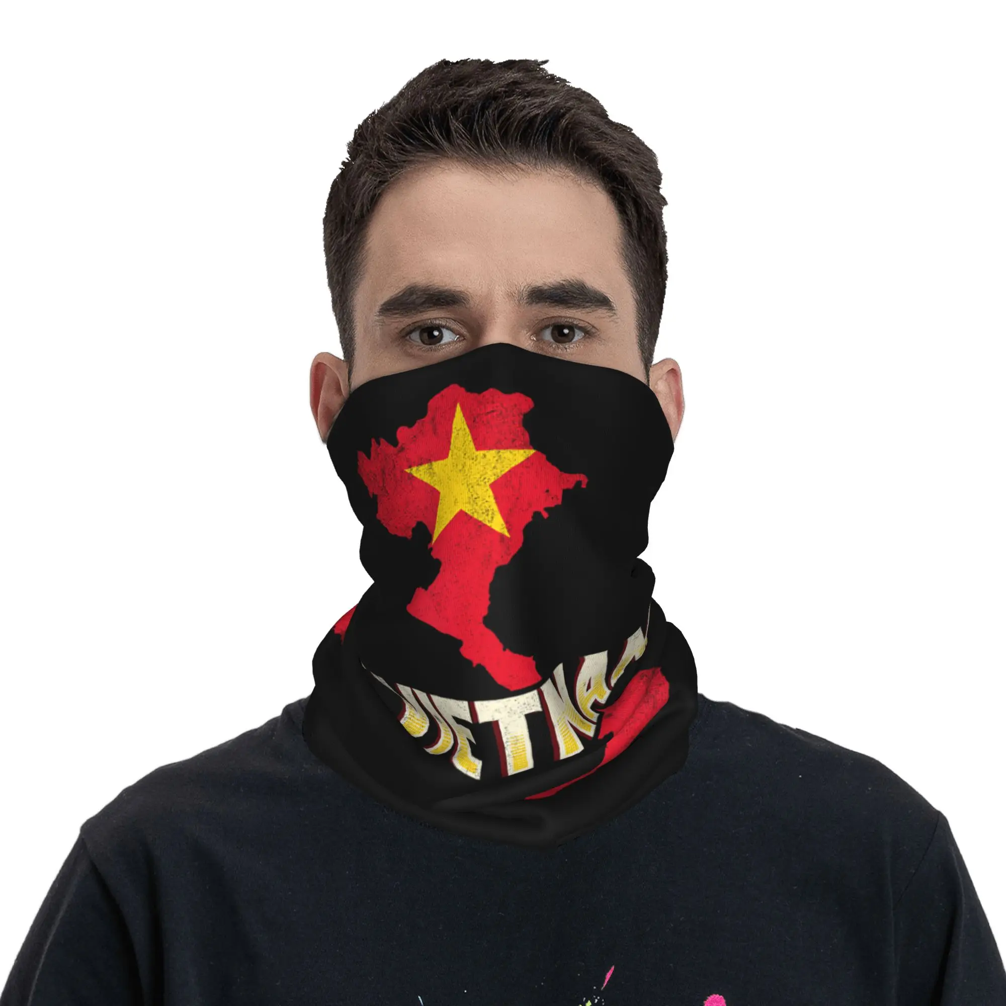 Vietnam Flag Yellow Star Asia Bandana Neck Cover Printed Souvenir Balaclavas Mask Scarf Warm Headwear Outdoor Men Women Adult view 3