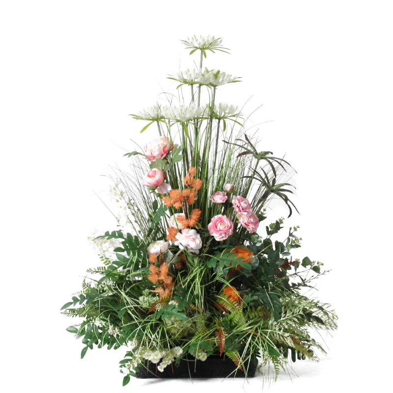 

Light luxury bionic plant ornament Internet celebrity clock in living room floor simulation green plant floral fake potted plant