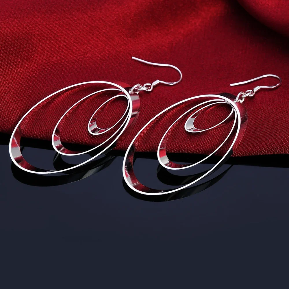 Luxury Brand 925 Sterling Silver Gorgeous Three Circle Drop earrings for Woman fashion Jewelry Birthday Gift wedding accessories