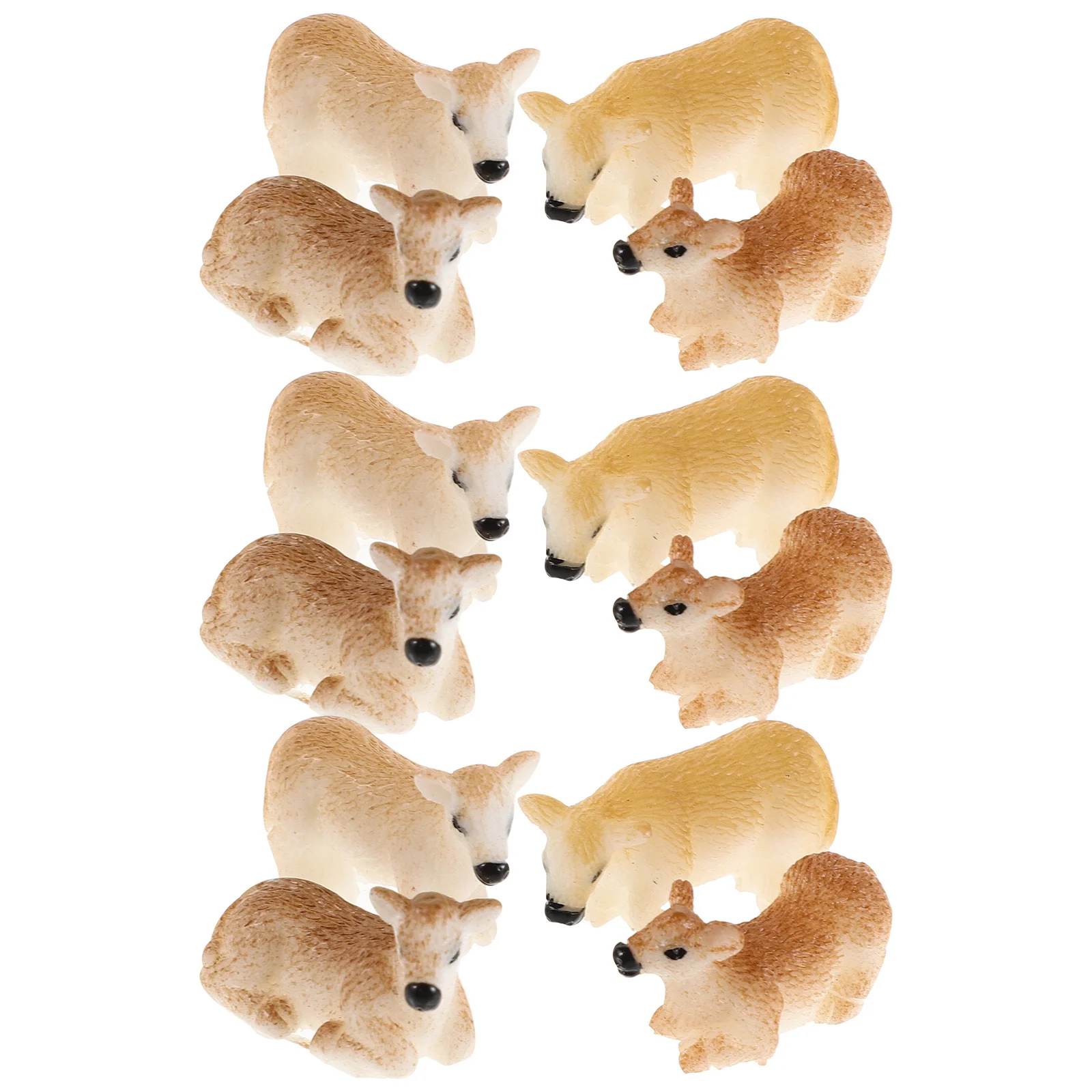 

12pcs Micro Landscape Ornaments Mini Resin Animal Figurines Cow Garden Statue For Terrarium Bonsai Succulent Desktop Diy Fairy