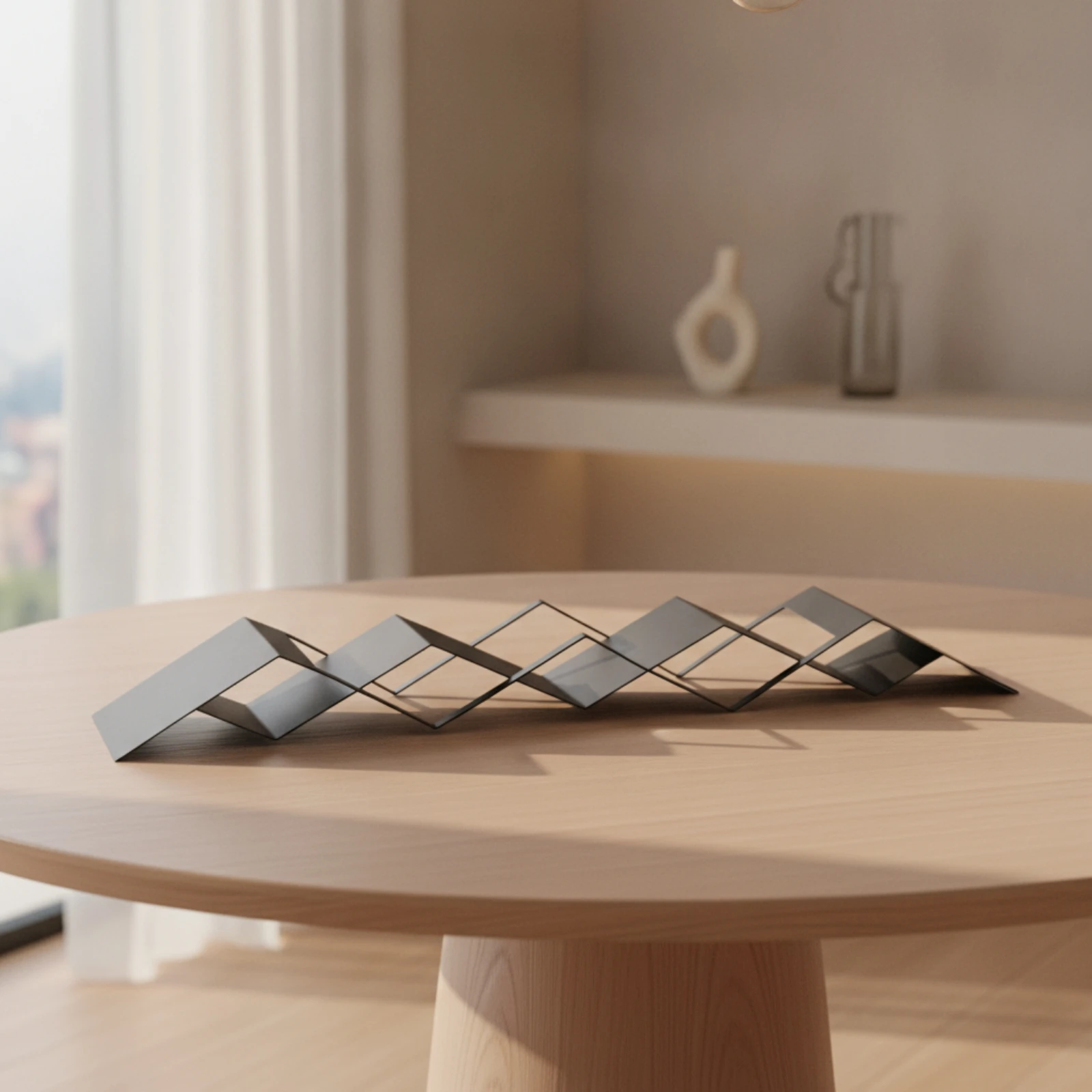 Architectural Abstract Tray Low-profile Zigzag Tray Diamond Frame Home Decor Display for Curated Tabletop Collections