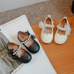 2024 Girls Mary Janes for Party Wedding Shows Simple Korean Style Breatheable Soft Platform Simple Children Casual Leather Shoes