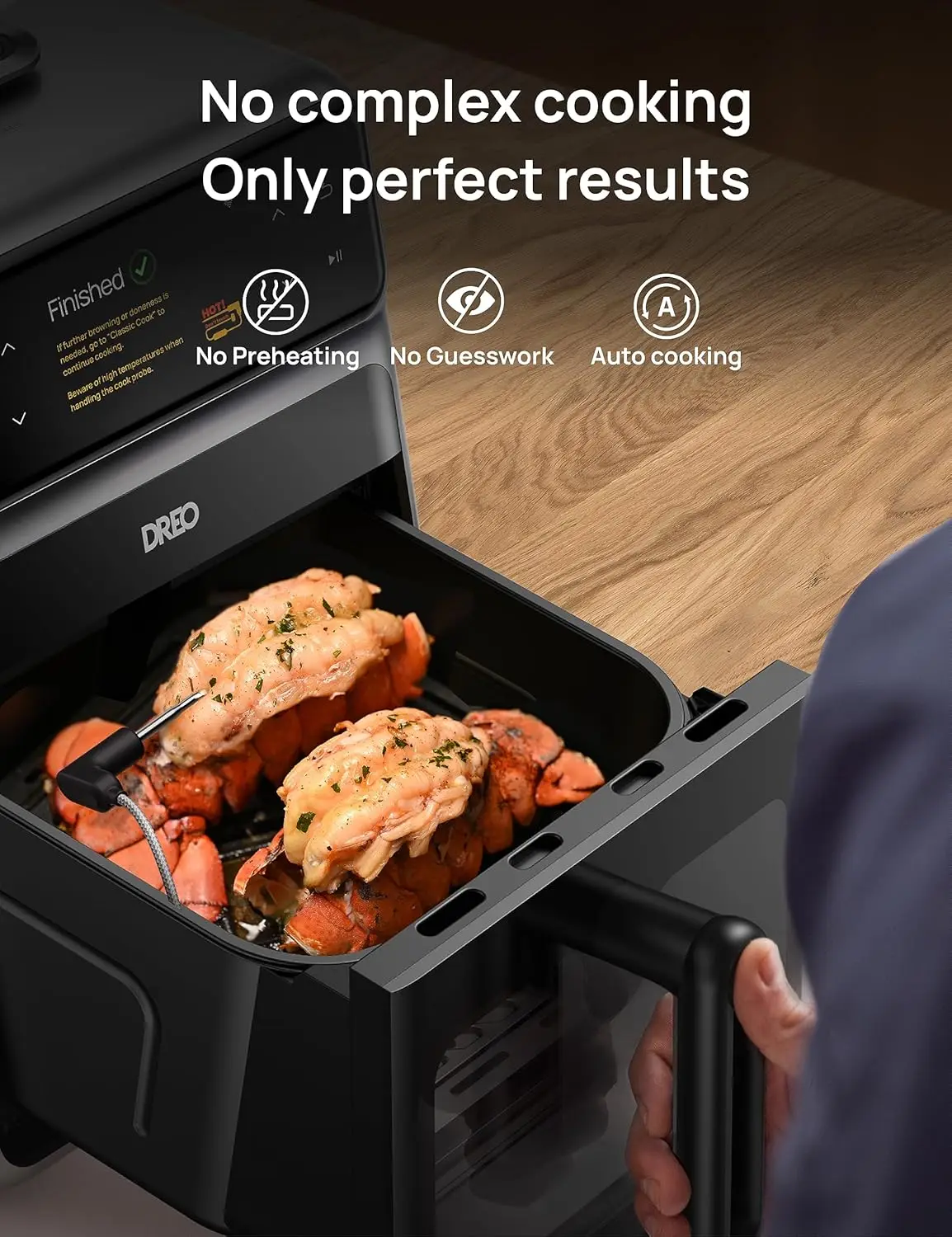 ChefMaker Combi Friteuse, Koken als een pro met slechts de druk op een knop, Smart Air Fryer Cooker met Cook-sonde, Waterverstuiver,