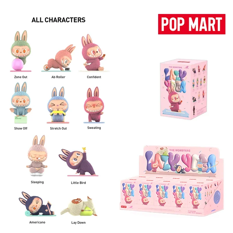 

POP MART LABUBU THE MONSTERS Lazy Yoga Series слепая коробка очаровательные настольные украшения загадочная коробка милая фигурка подарок для детей и взрослых
