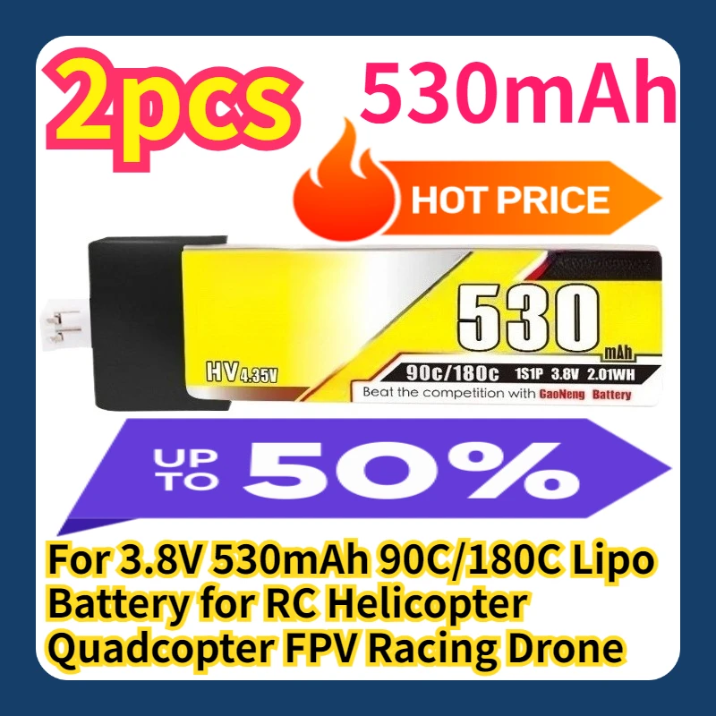 

For 3.8V 530mAh 90C/180C Lipo Battery for RC Helicopter Quadcopter FPV Racing Drone