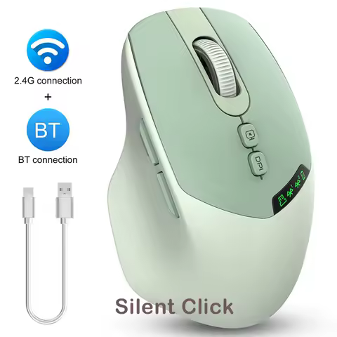 Wireless Mouse Bluetooth 5.0/2.4G Dual Mode, Silent Click, Adjustable DPI, Rechargeable, Battery Display, for PC/Mac/Laptop