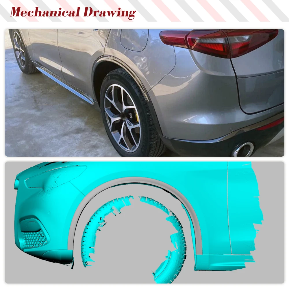 Real Carbon Fiber Side Wheel Arch Fender Guard Protector Flares for Alfa Romeo Stelvio Standard 2017 2018 2019