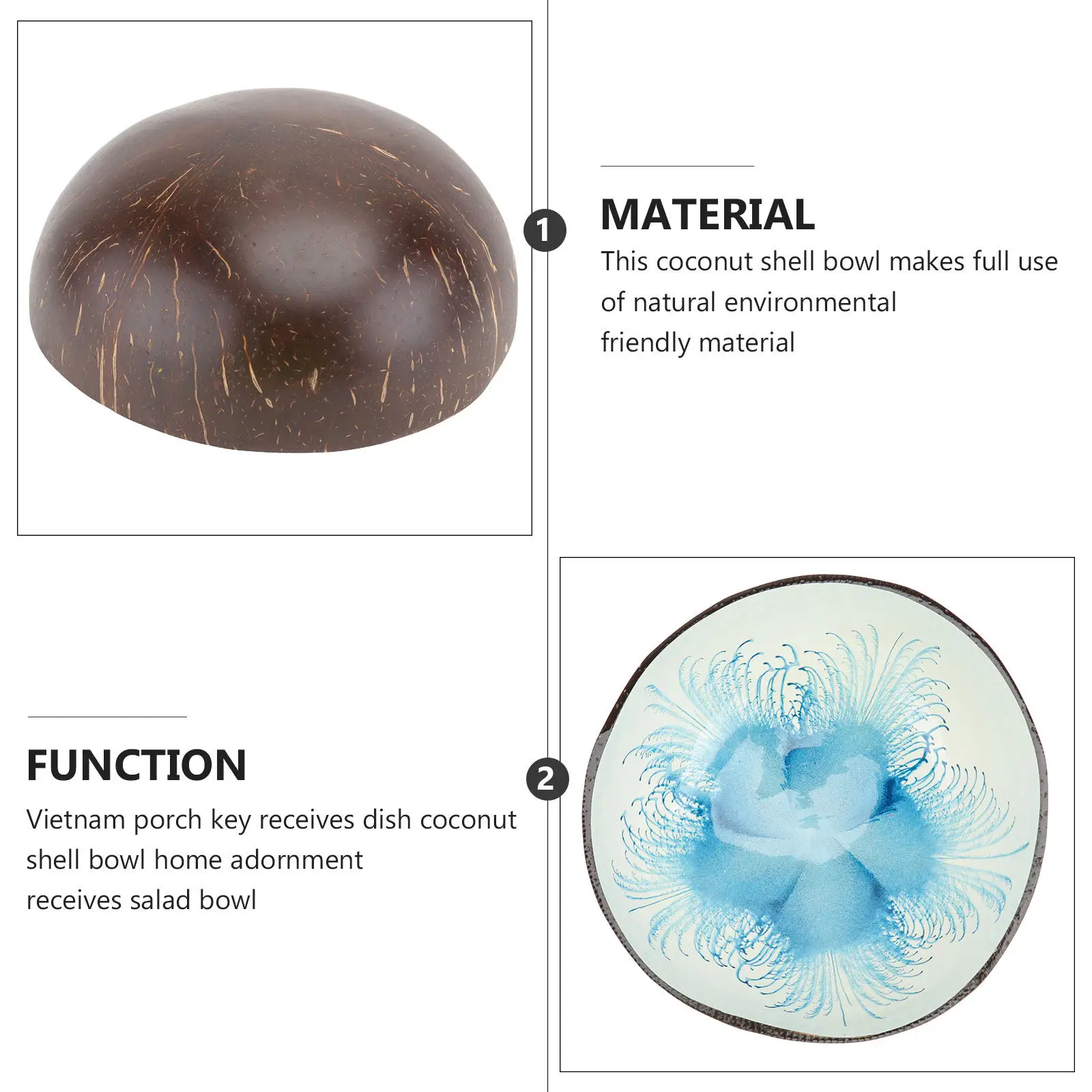 1Pcs Coconut Shell Bowl Portable Key Storage Plate Home Decoration Decorative Nut Candy Holder Coconut Shell Bowl