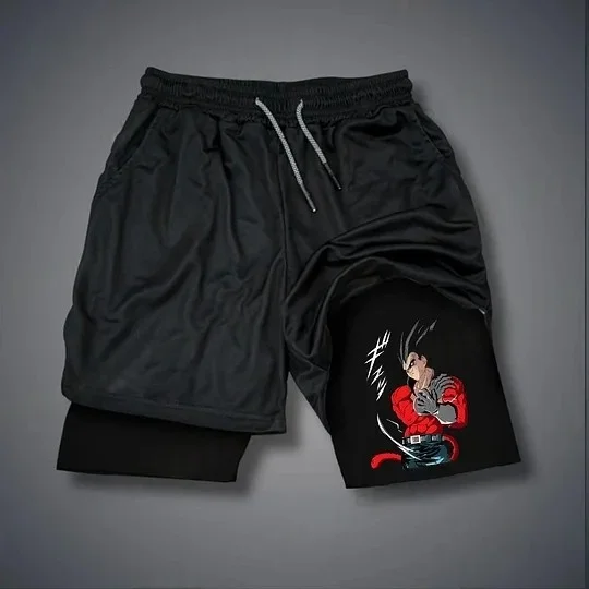 Pantaloncini Dragon Ball 2025 Y2K - Pantaloncini sportivi autentici Goku a doppio strato, con licenza ufficiale, comodi e traspiranti per lo sport