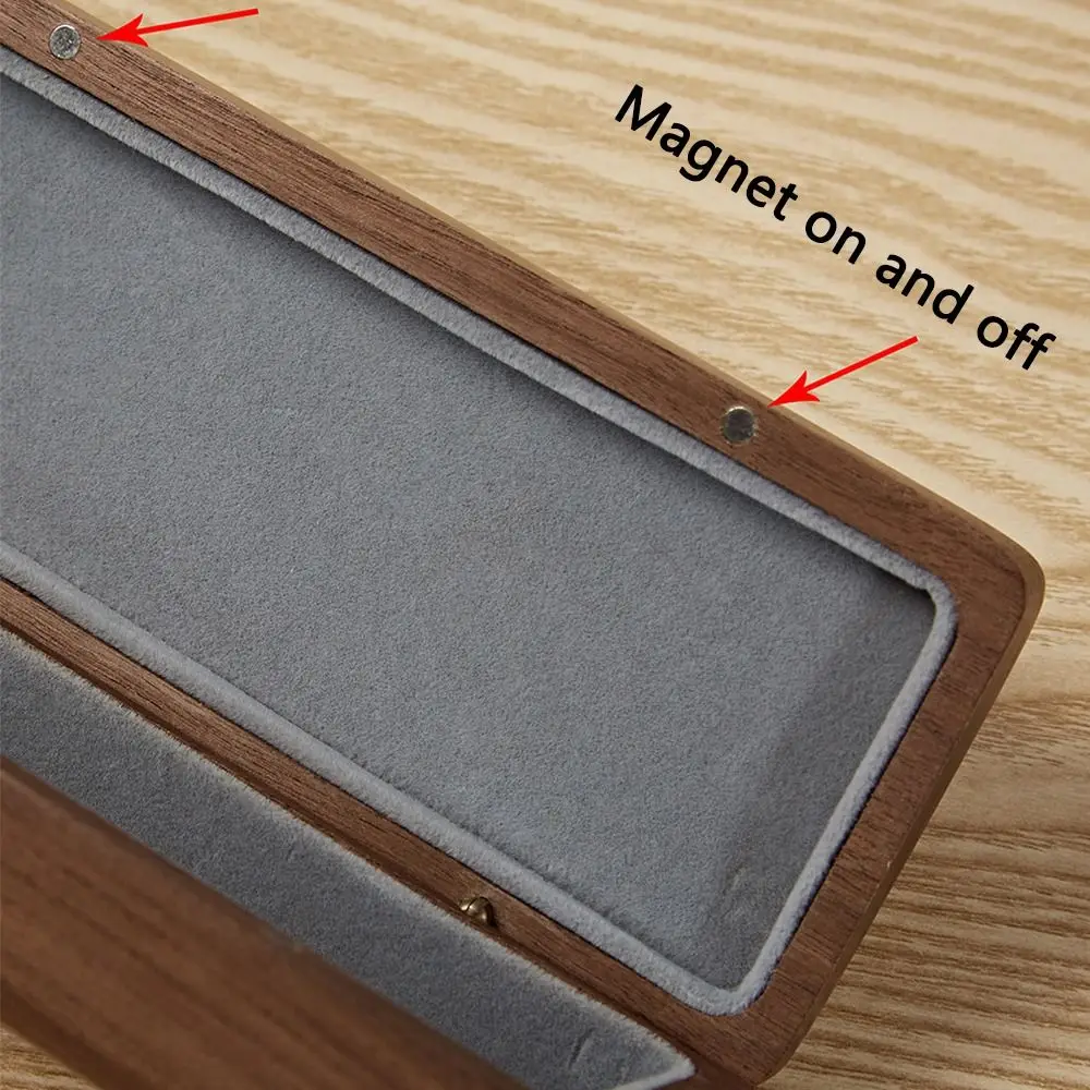 

Retro Wood Glasses Case Magnetic Buckle Flocking Inside Eyeglasses Protective Case Anti-Pressure Sturdy Wood Eye Glass Holder