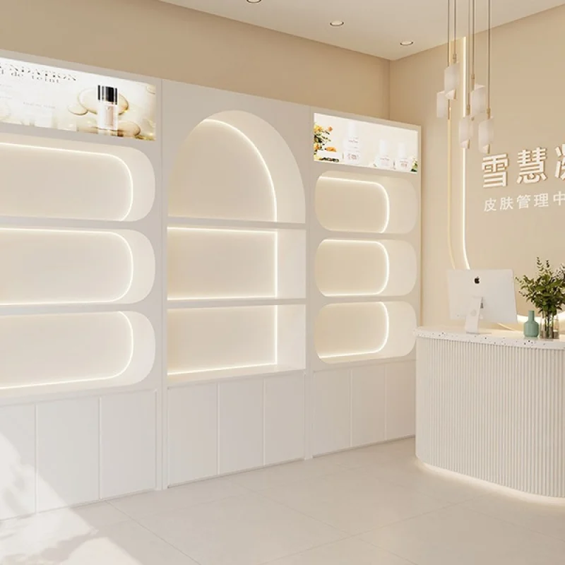 custom.Modern  Beauty Salon Skincare Makeup Cosmetic Display Cabinet with Storage Rack-Commercial Use