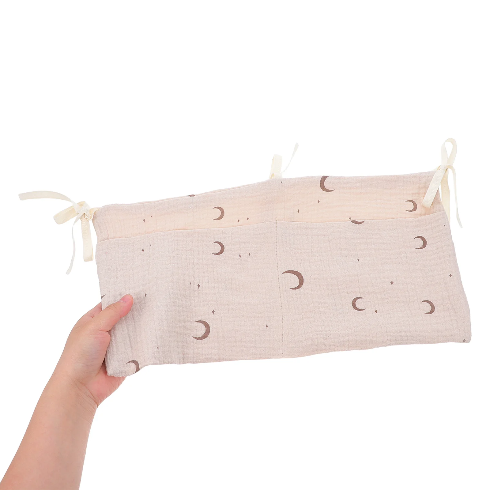 

Подвесной органайзер для детской прикроватной тумбочки, двухслойный хлопок, сумка для хранения с двумя карманами, органайзер для детских принадлежностей