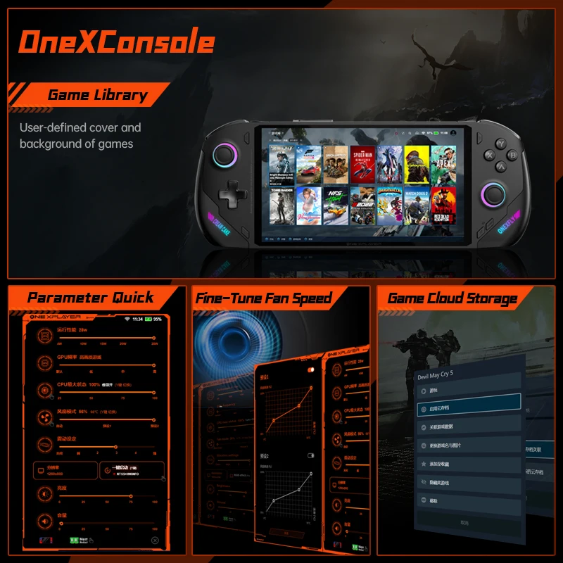 OnexPlayer-consola de juegos para ordenador portátil Onexfly AMD Ryzen 7 8840U, 3 en 1, tableta de videojuegos WIN11, 7 ", pantalla de 120Hz, 32G, 1TB, 2TB