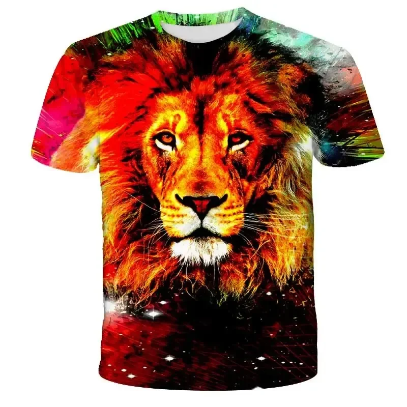 2026 New Children Animal Lion Tiger 3D Printing T Shirts Casual Boys Girls Fashion Short Sleeve Boy girl Kids Trend Printed Tops