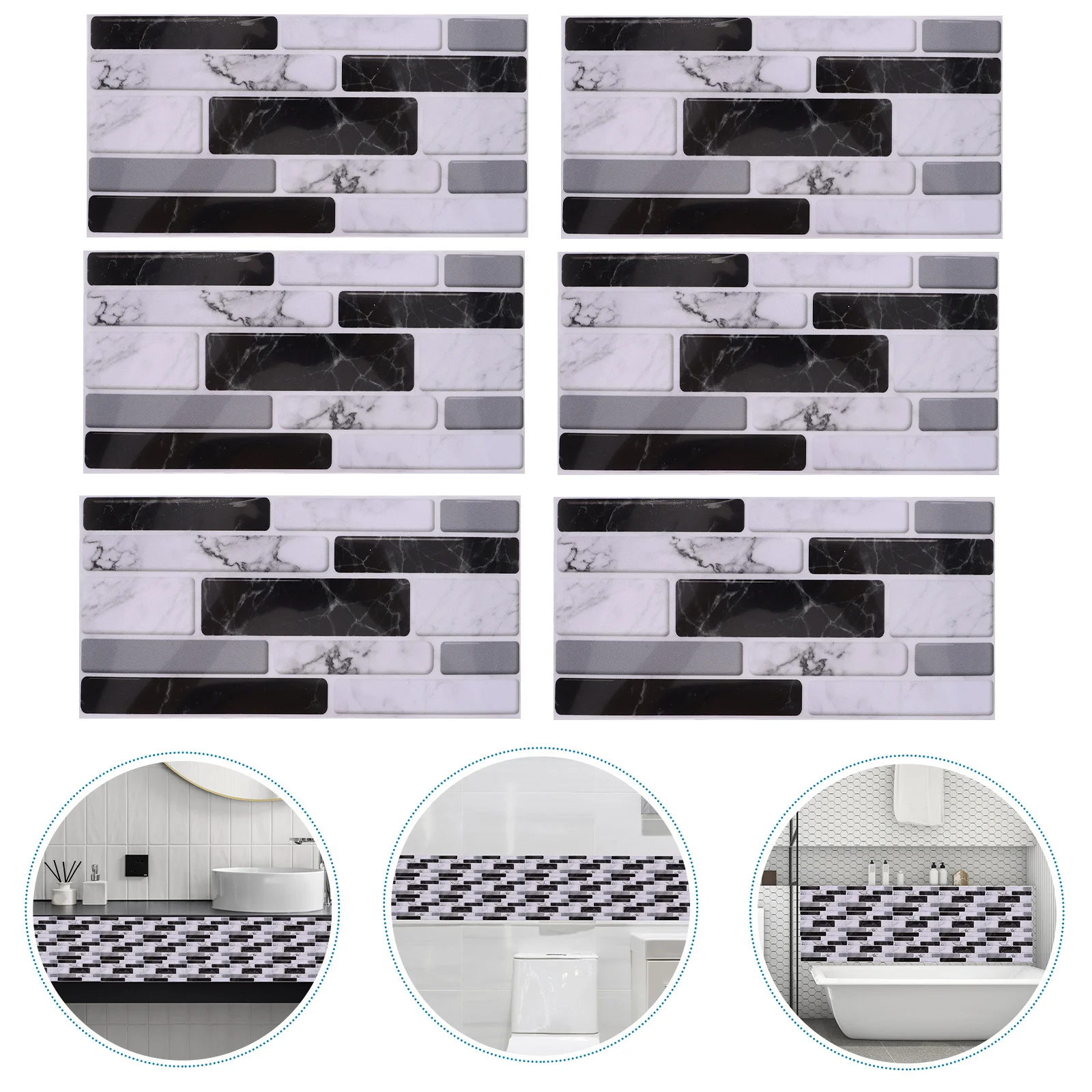 

27Pcs Self-Adhesive Peel and Stick Waterproof Marble Mosaic Wall Tiles for Kitchen Bathroom Living Room Wall Backsplash