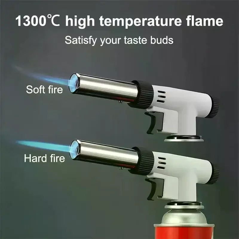 Camping Baking Barbecue Gas Torch Head Welding Fire Maker Lighter Butane Burner Flame Metal Flame WeldingTorch Lighter Heating