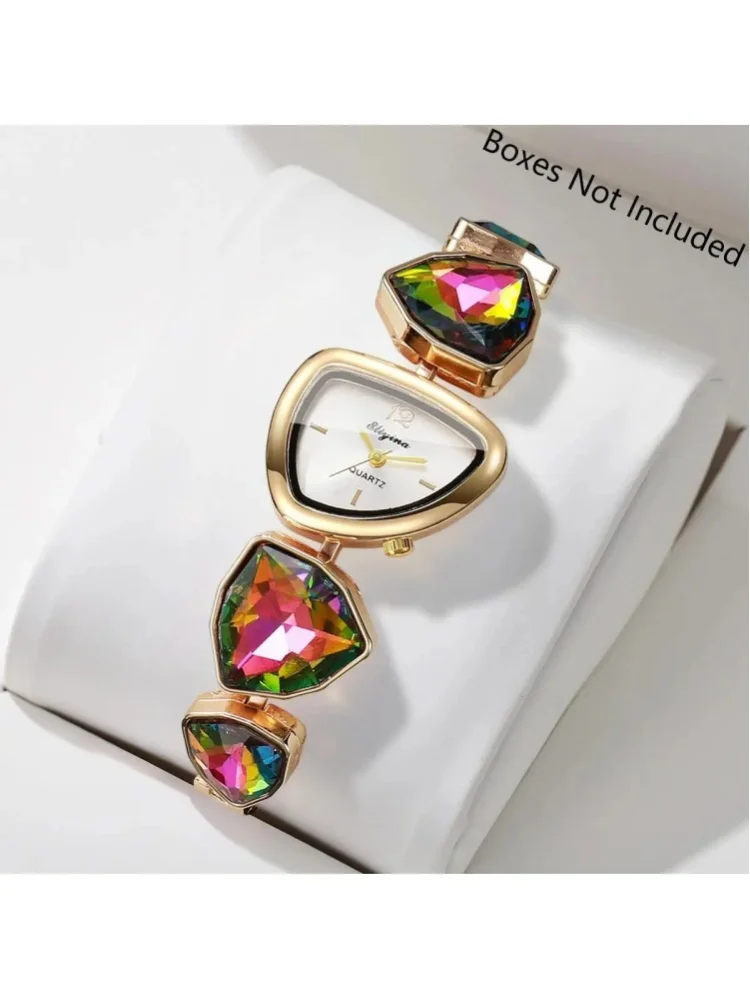 Elegante Strass-Armbanduhr für Damen, modische Damenuhr mit unregelmäßigem Zifferblatt, Quarz-Armbanduhr, Reloj Mujer (ohne Box)
