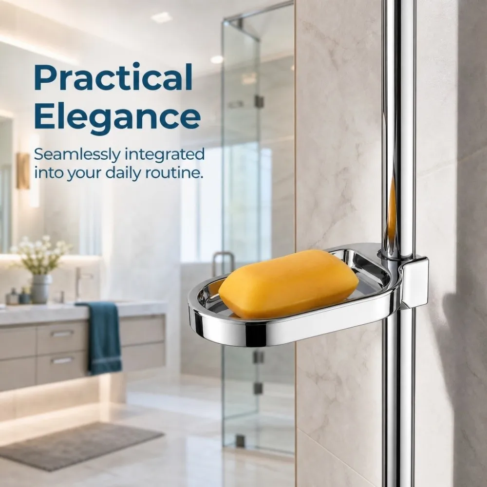 Space-Saving ABS Soap Dish Clip-on Design Adjustable Soap Holder Practical No Drill Soap Tray Bathroom Shower Kitchen Sink