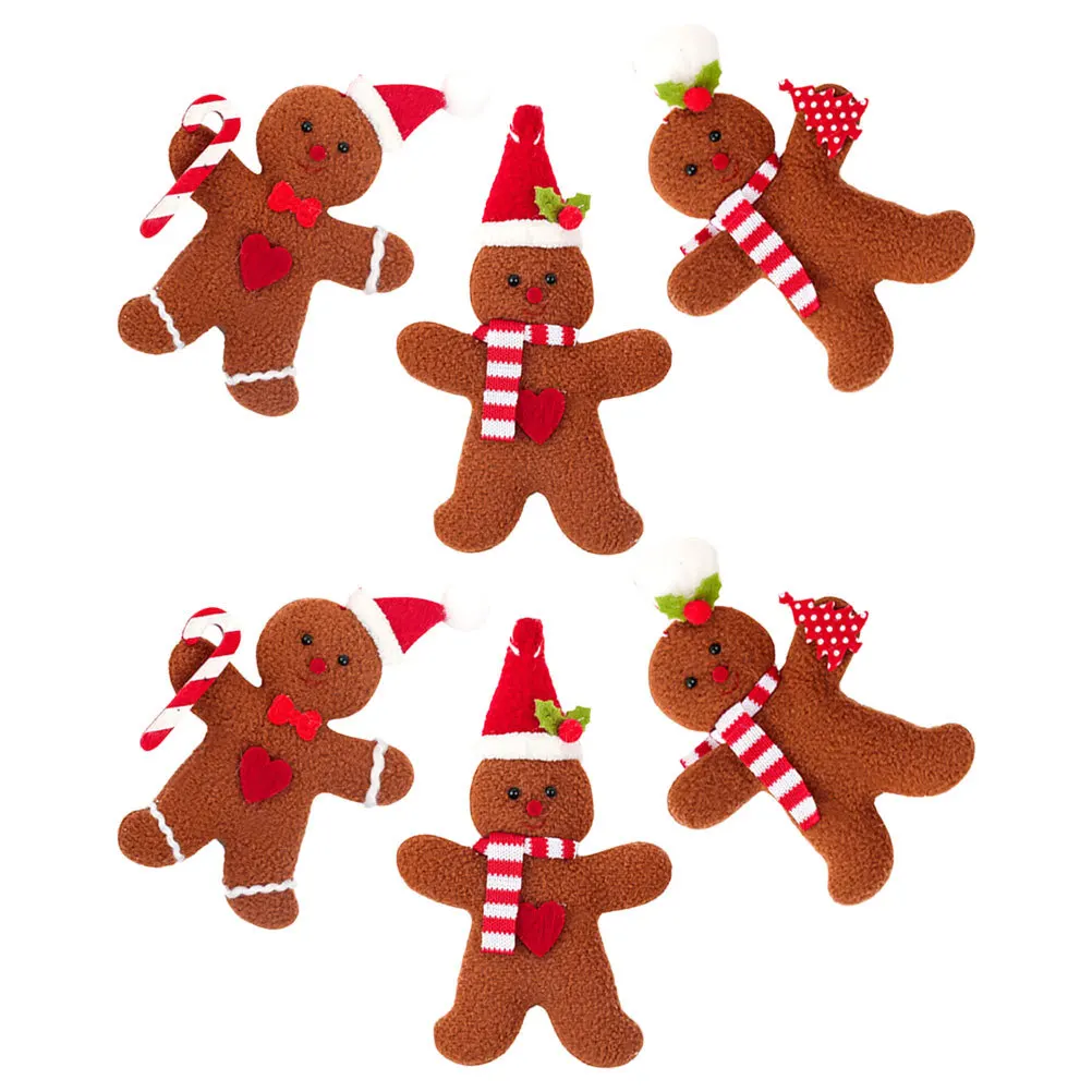 

6Pcs Gingerbread Theme Decorations - Compact Christmas Tree Hanging Charms for Holiday Party Home Ambiance Christmas Ornaments